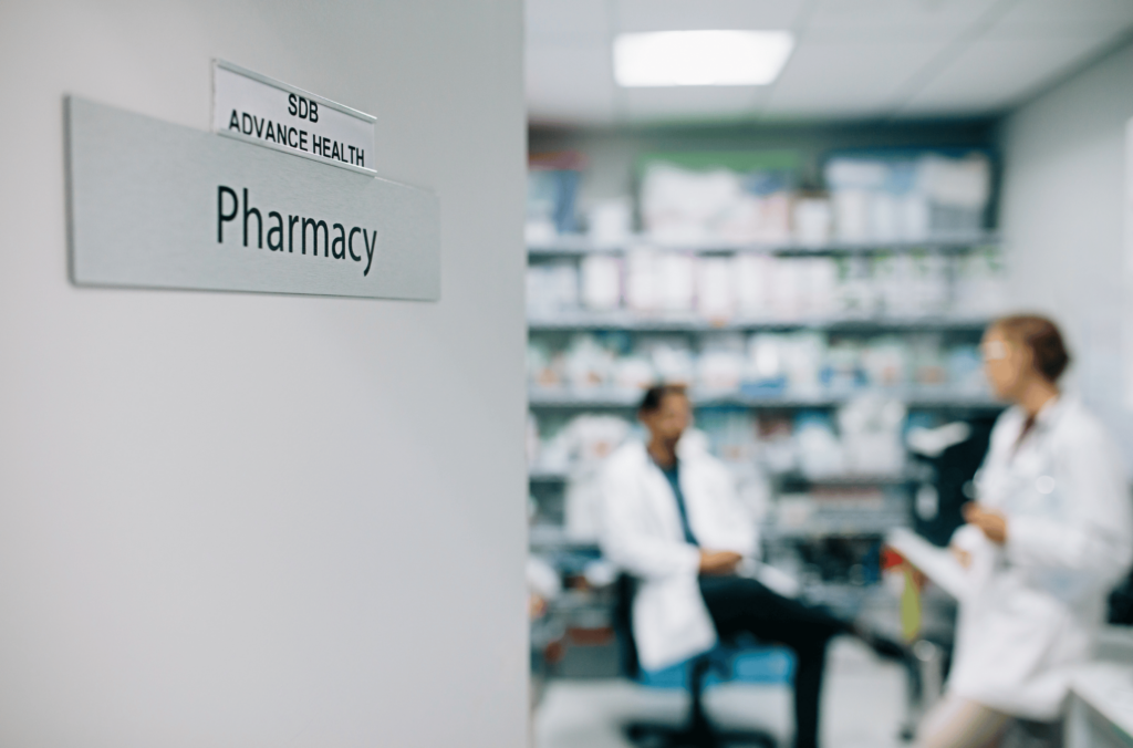 A pharmacy in a hospital.