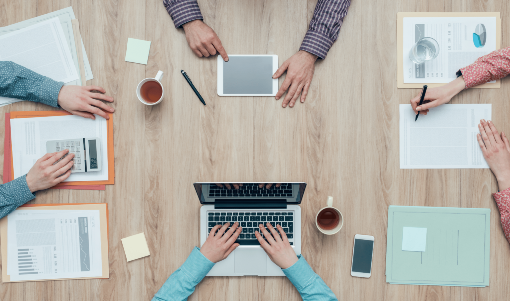 On one side of the table are analog practices. One the other side are technological practices.