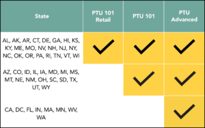 PTU course availability by state