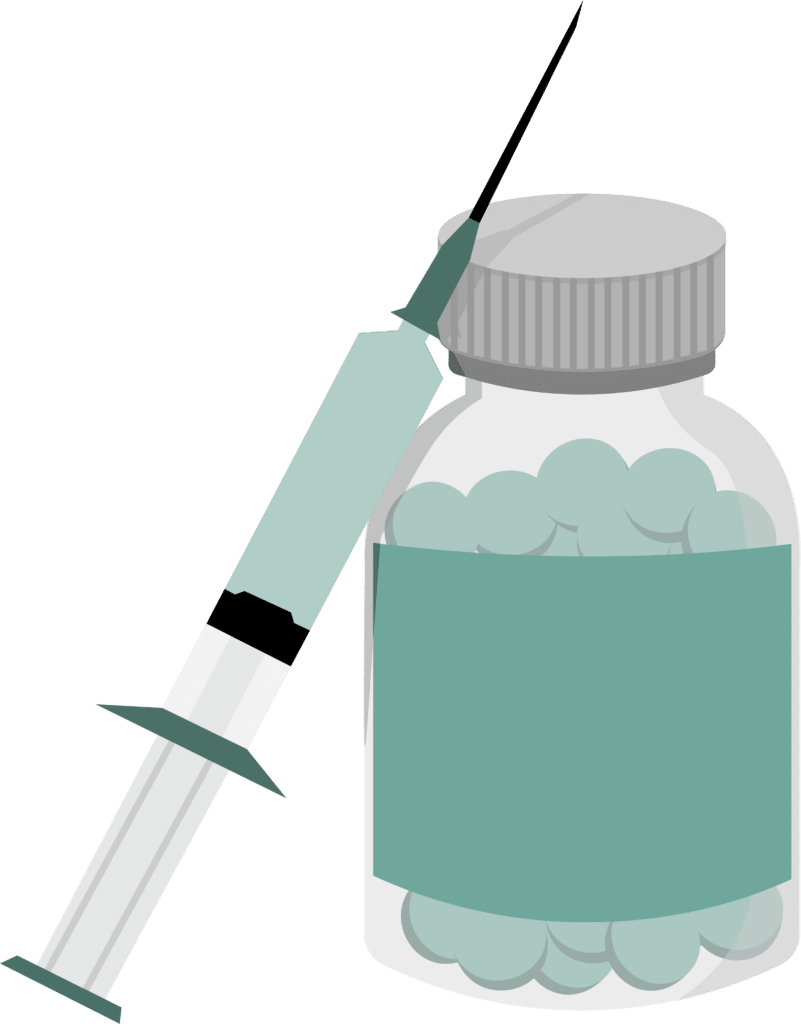 Medication and syringe graphic