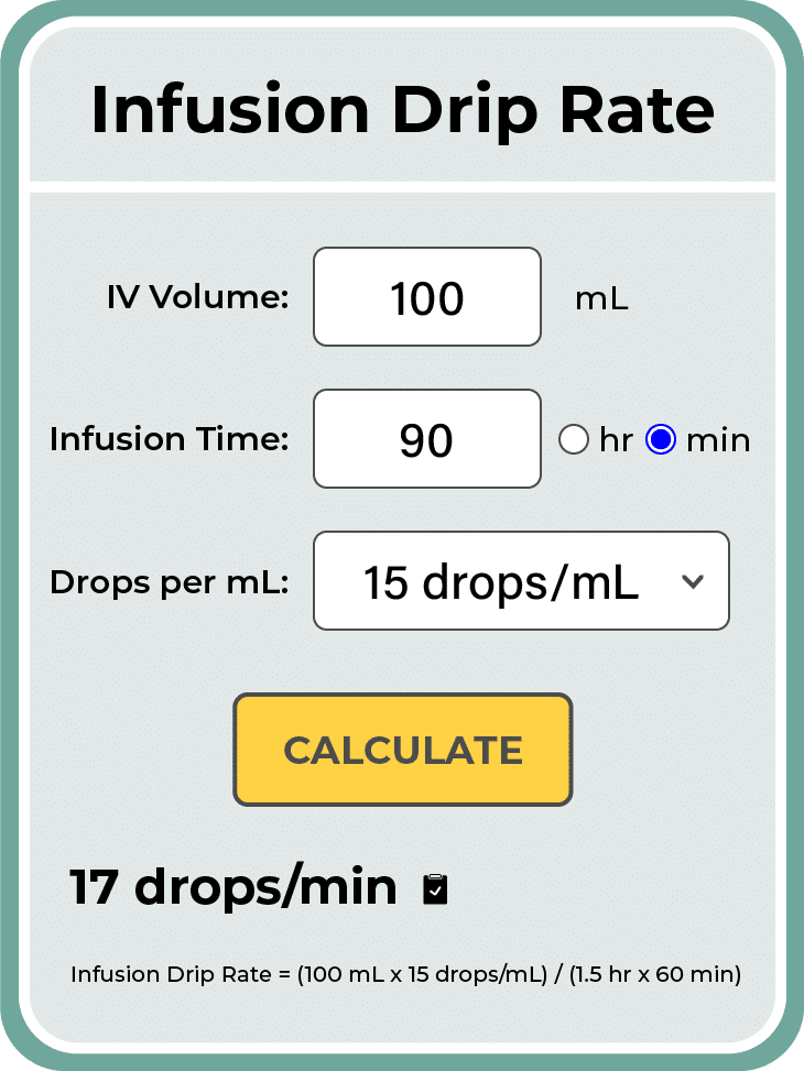 RxToolKit"s IV Drip Rate Calculator