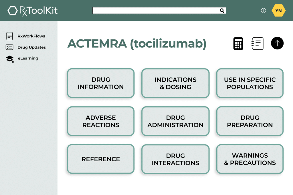 RxToolKit software – RxWorkFlow medication guide sections