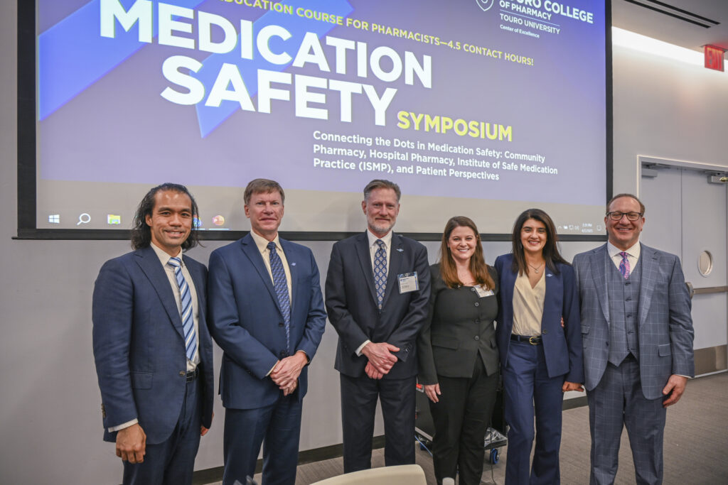 Chris Jerry with faculty of the Touro College of Pharmacy and fellow presenters at Touro University’s Medication Safety Symposium