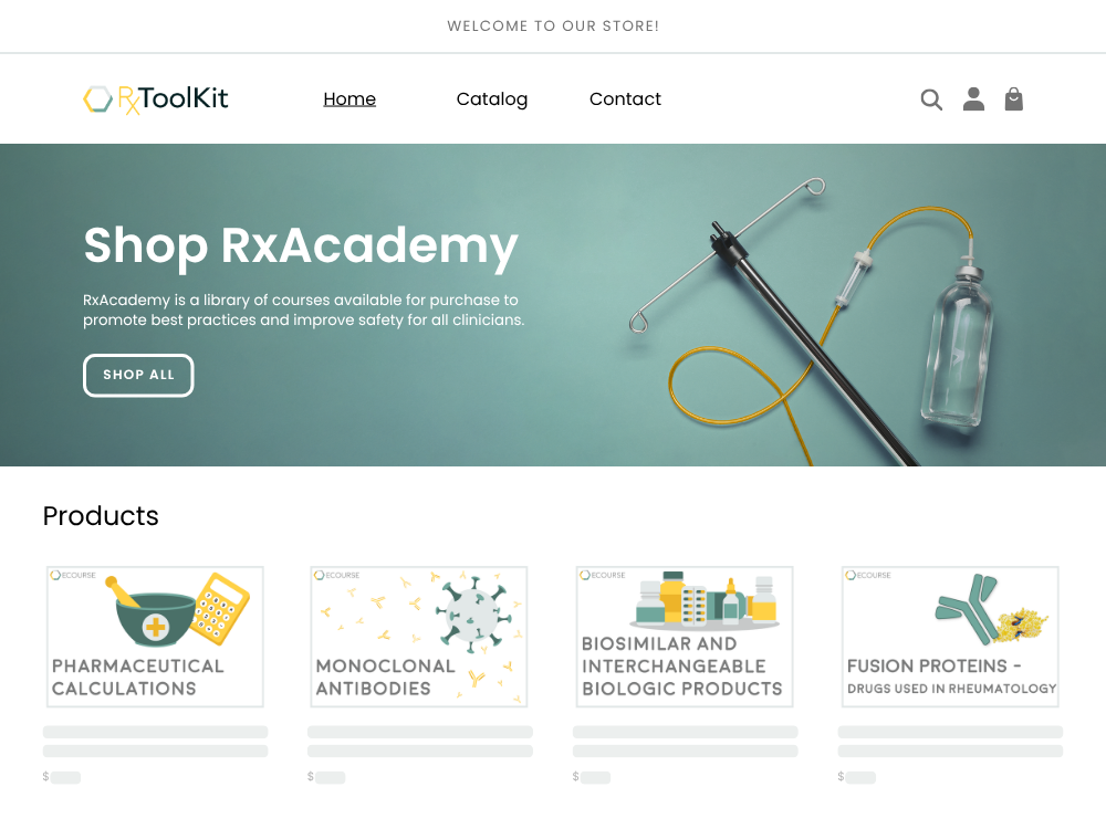 Graphic depicting RxToolKit's RxAcademy store, which features RxToolKit's training courses.
