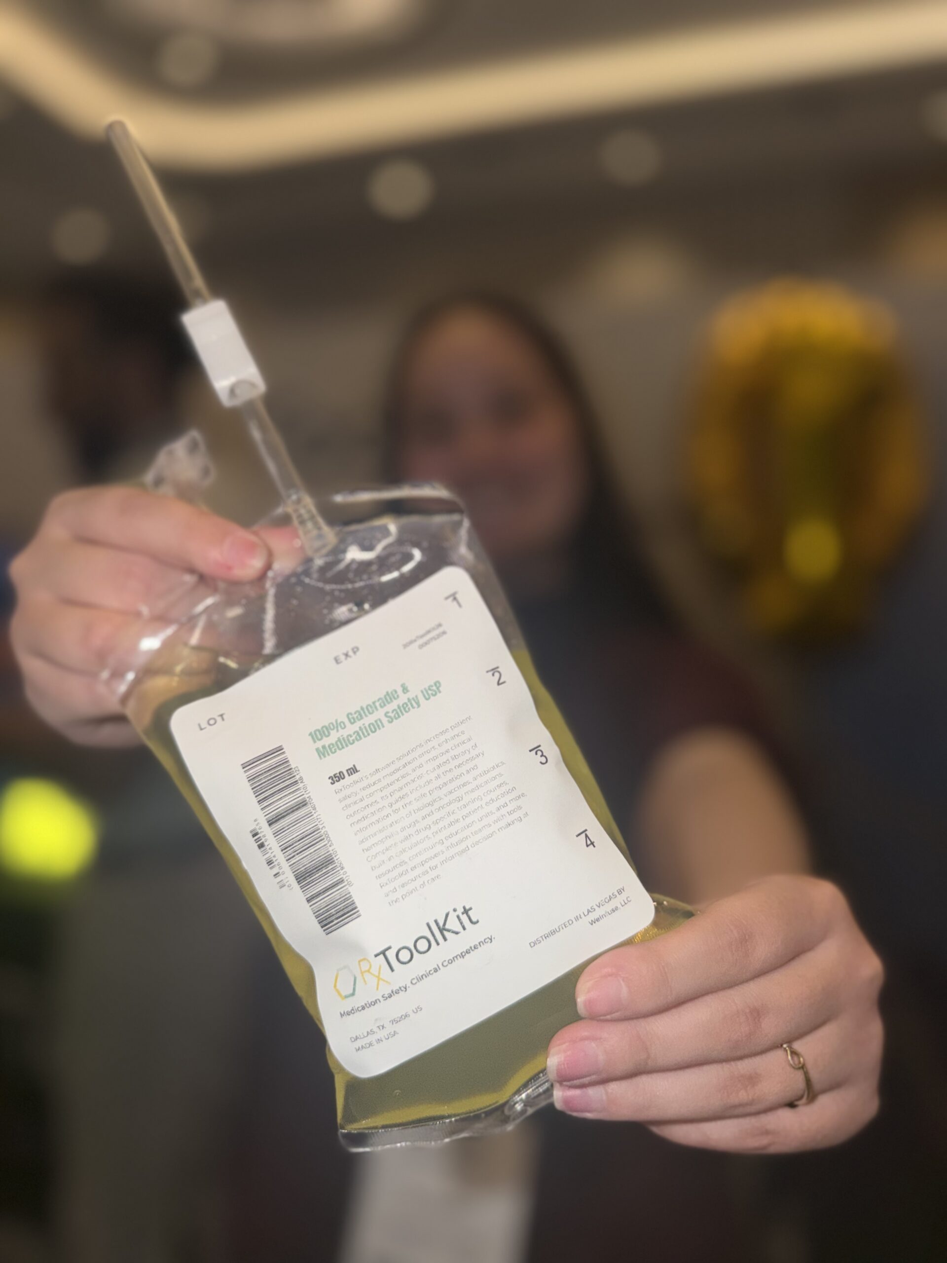 A close-up of the RxToolKit IV drink bag.