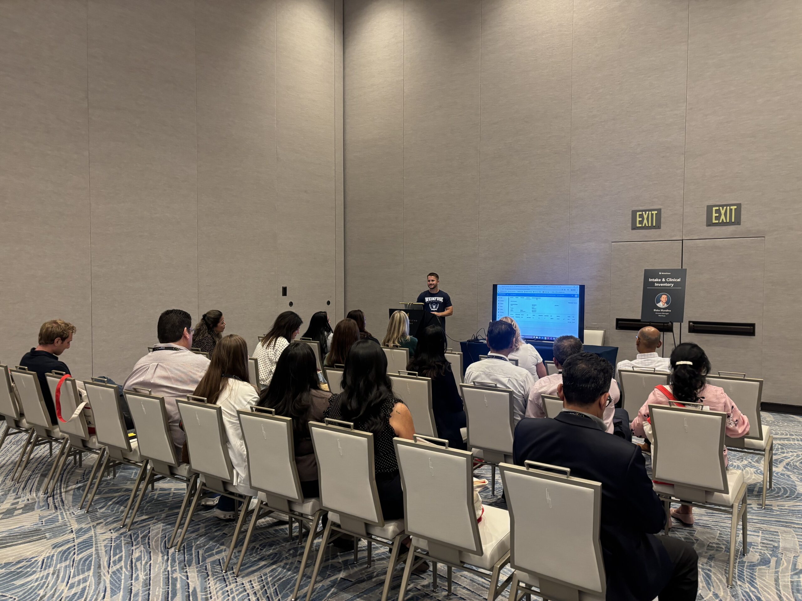 WeInfuse Account Manager Blake Mundine presenting Intake & Clinical Inventory at the 2026 WeInfuse University Users Meeting.
