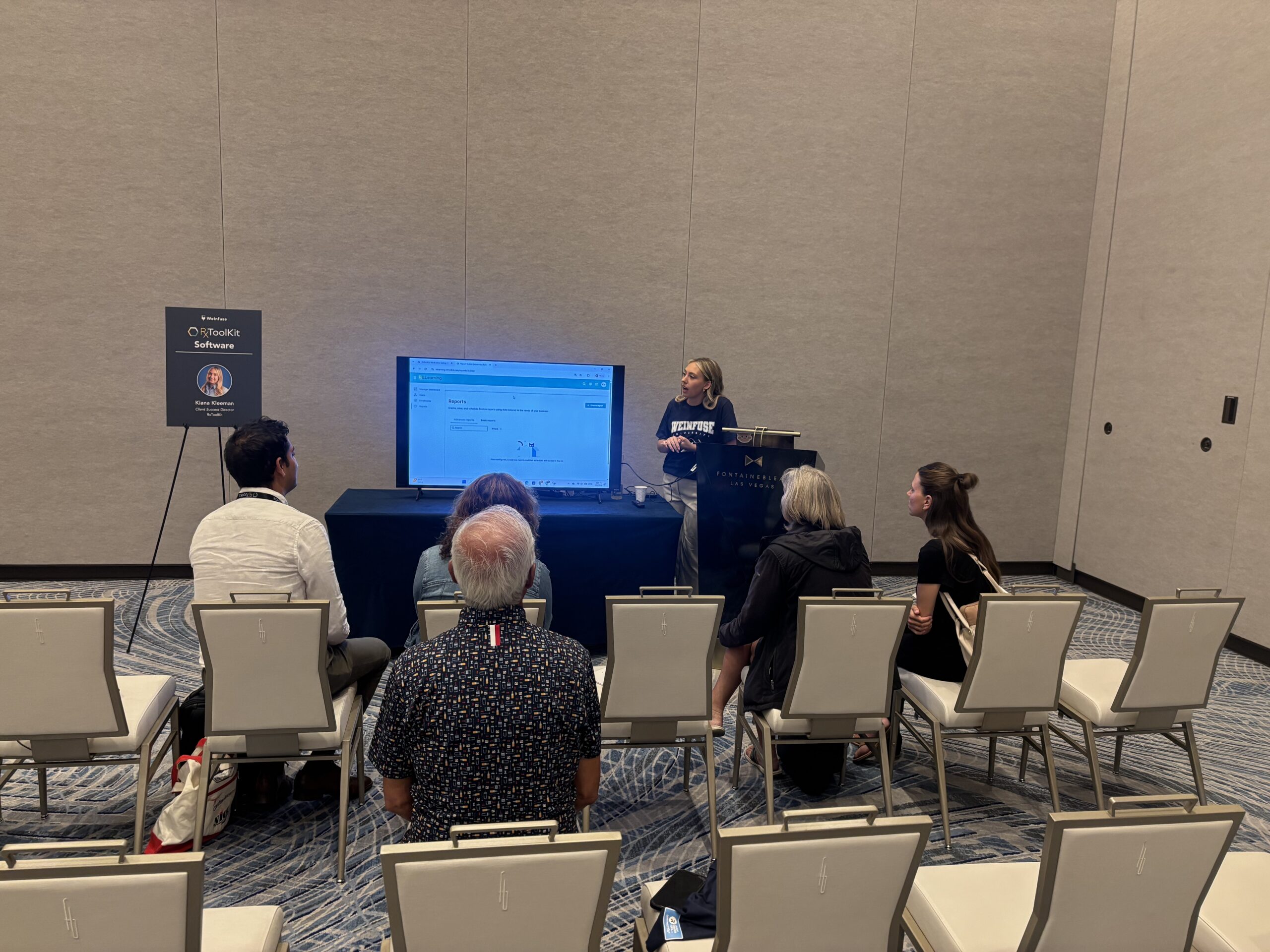 RxToolKit Client Success Director Kiana Kleeman presenting the RxToolKit software at the 2026 WeInfuse University Users Meeting.